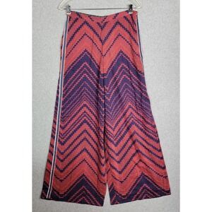 Saaksha & Kinni Red Purple Chevron Wide Leg Pants Side Stripe Size L NWT